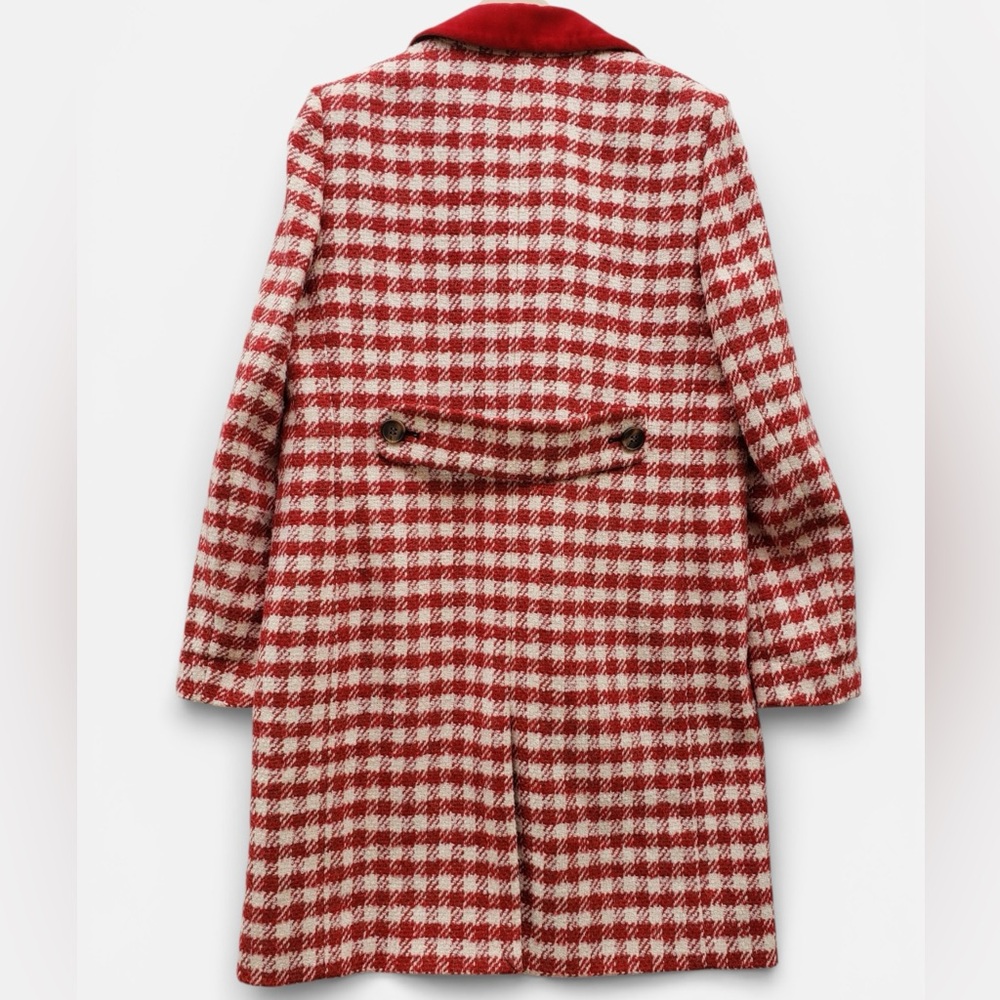 Boden Eastbourne Wool Blend Houndstooth Coat Red Cream UK 14L / US 10L - Picture 10 of 16